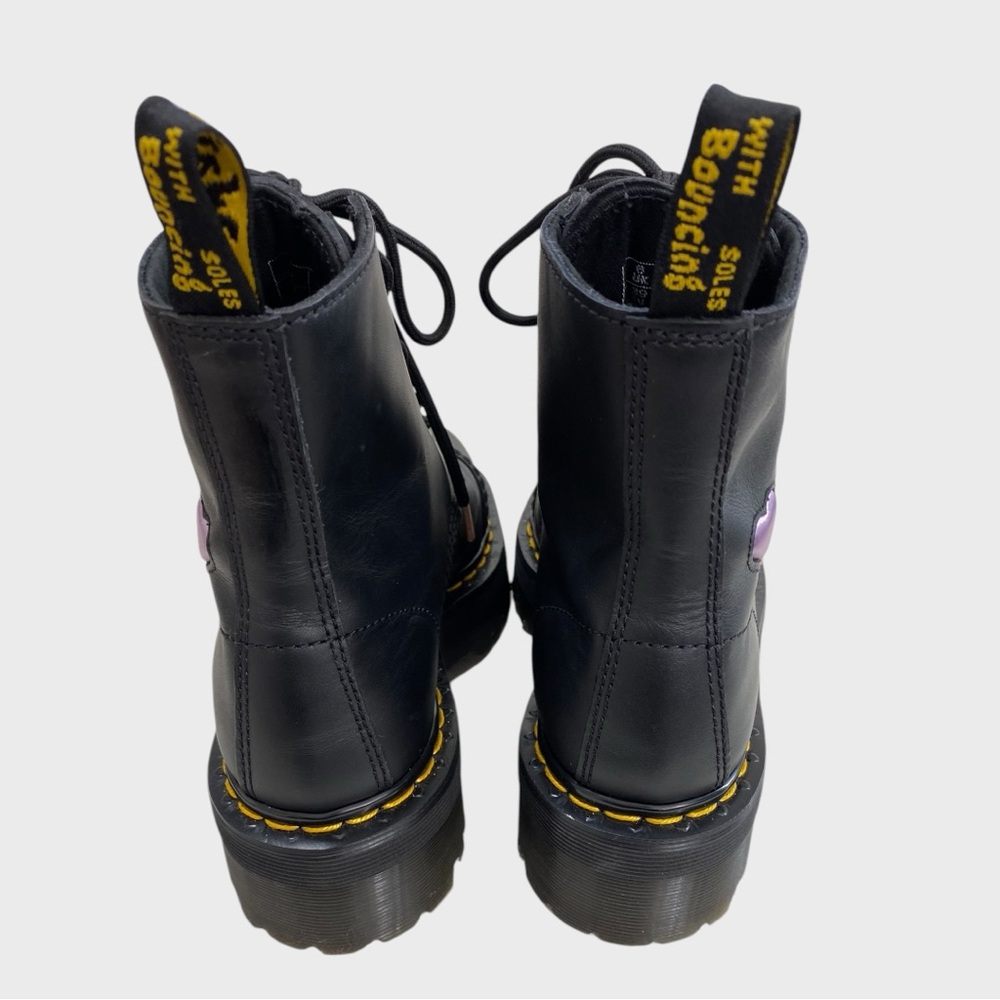 Dr. Martens Black Purple Pink Heart Sinclair Combat Boots EU 39 US 8 - Picture 8 of 13
